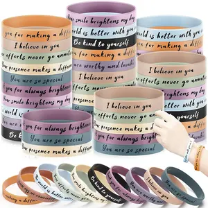 10Pcs/20Pcs Motivational Wristbands Silicone with Insporational Messages - Unisex Adult Size Women Men Teens