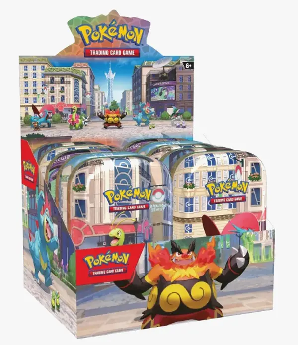 Lumoise City Mini Tin Display - Non-Sports Trading Card Collectible Accessory for Art Cards, Artwork, Booster Packs, Sticker Sheets, Trading Card Game, Card Collecting
