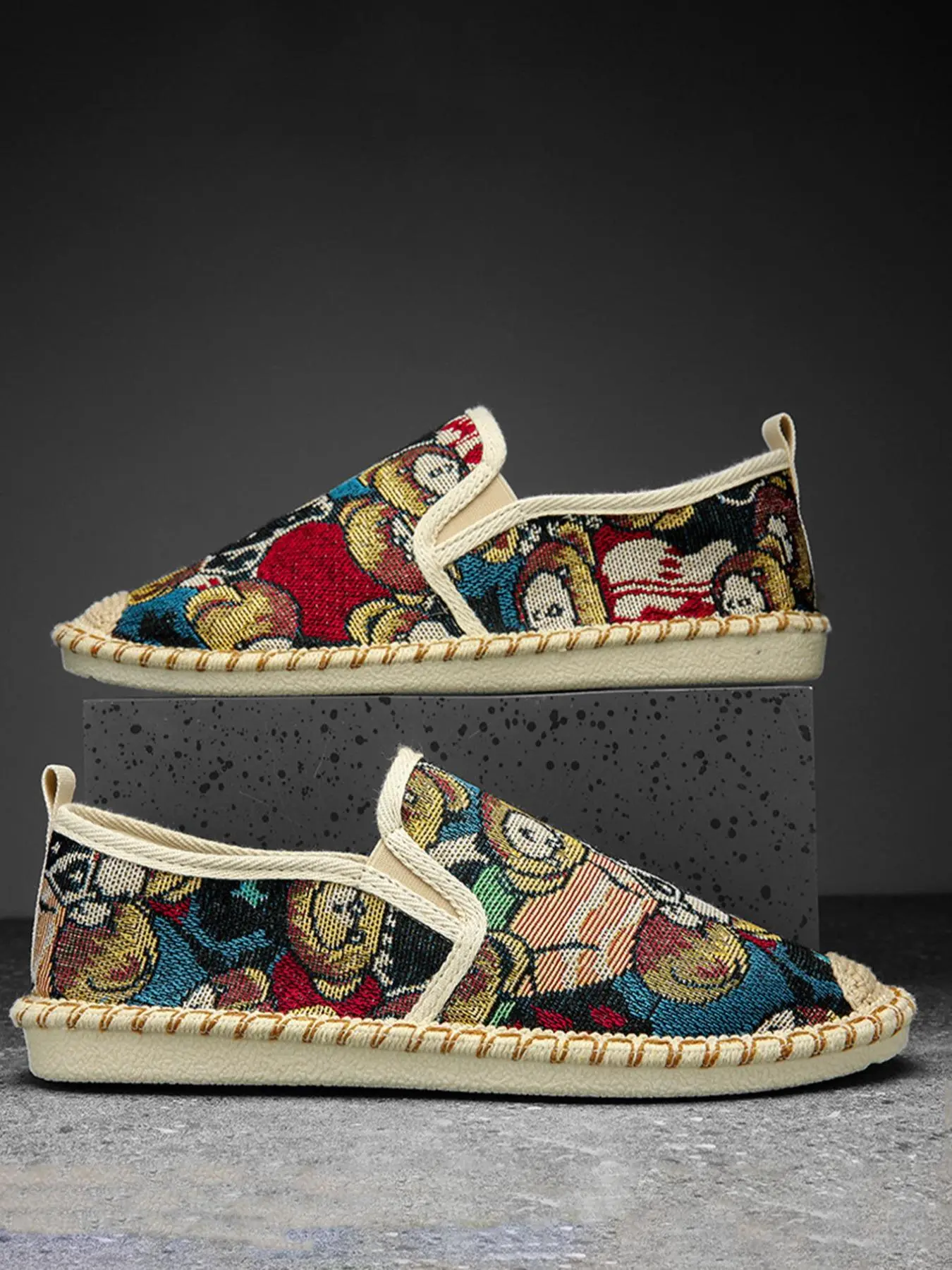 Men's Cartoon Bear Print Athletic Slip On Shoes, Sporty Casual Comfortable Lightweight Walking Shoes, Non-slip Shoes for Daily Wear, Versatile Athleisure Style, Slip On Fashion
