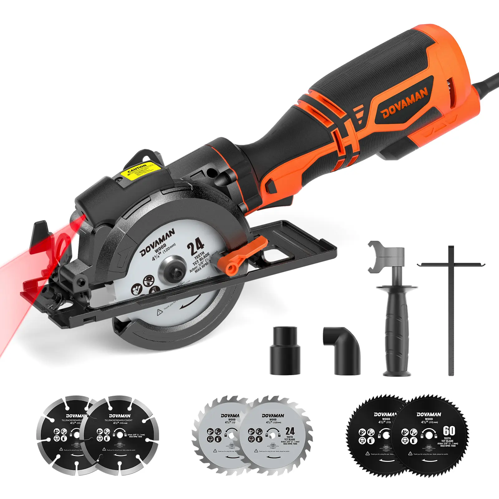 #summerfinds DOVAMAN Circular Saw, 5.8A 4-1/2" w/Laser, Auxiliary Handle, 6 Saw Blades(4½", 4¾") Max Cutting Depth 1-11/16", Wood, Soft Metal, Plastic, Tile-MCS01A,#Summervibes Concrete Cutter Saw Power Tools