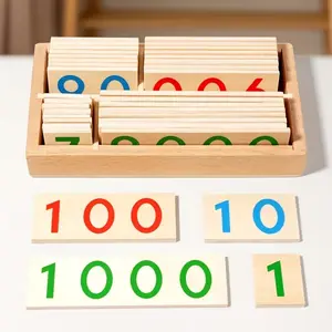 Wooden Number Value Board Toy Set, 1-9999 Digit Decomposition Tool, Includes 36 Number Counting Blocks for Kids 3-6 Years