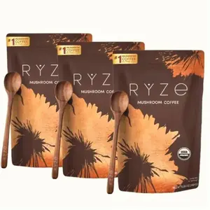 (3 Bag) RYZE SUPERFOODS Mushroom Medium Roast Coffee USDA Organic with 6 Adaptogenic Mushrooms, USA Grown Instant Coffee for Better Energy, Focus Digestion Immunity with Lions Mane & Turkey Tail