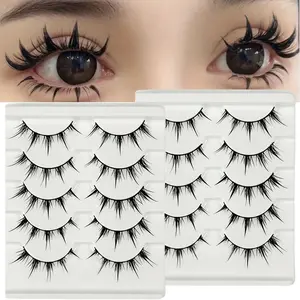 10Pairs/2Pack Dramatic Demon Style False Eyelashes Anime-Inspired Cartoon Eye Faux Lashes Volumizing Lengthening for Cosplay Stage Makeup Cosmetic