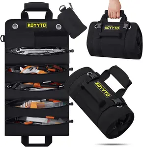 Gift for Men,Premium Roll Up Tool Bag,Heavy Duty Small Tool Bag Storage with W/Detachable Pouches,Waterproof Oxford Cloth,Tool Roll Organizer For Motorcycle,Truck,Electrician,Mechanics etc Outdoorfun