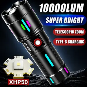 2026 NEW Aluminum Alloy Flashlight, High Lumen Rechargeable LED Flashlight Zoomable Long Range Waterproof, 5 Modes Digital Display Lithium Battery Torch for Outdoor Camping Hiking Emergency Survival, High-Power Standard Torches, Nighttime Flashlight Torch