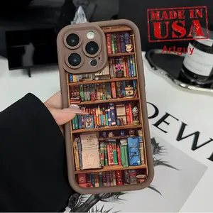 Case for iPhone 16 E Pro Max 15 Plus 14 13 12 11 XS XR Cartoon Bookshelf Drop Protection Shockproof Soft Silicone smartphone Cover