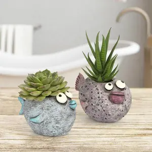 Bubbles Fish Blobhouse Planter, Mini Decorative Handmade Indoor Ornamental Flower Pots for Home Garden Use, Mini Flower Pots