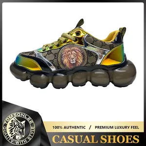 Men’s Luxury Lion Pattern Sneakers Chunky Sole Fashion Shoes Colorful Designer Style Streetwear Comfortable Casual Trend Shoes Daily Wear tiktokshopspringglowup