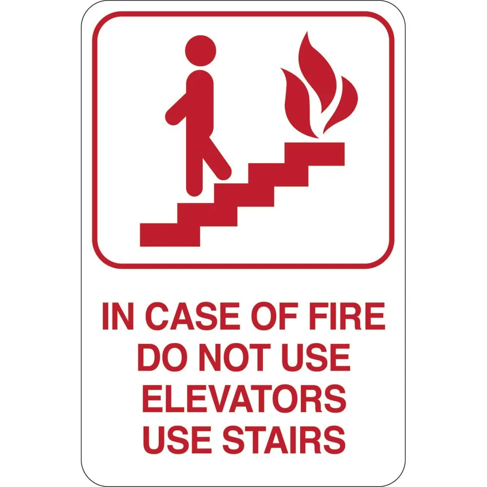 212 MAIN 9"x6" Fire Safety Sign Plaque - Stair Warning Marker for Office/Home Fire Evacuation, Home Supplies, High-Quality Material, Indoor Use, Rectangle, One-Piece