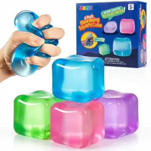 4 Pack Stress Cubes 2" - Slow Rising Squishy Fidget Toy, High Density Sensory Cubes in Candy Colors for Stress Relief, Fun Party Favors & Classroom Prizes for Kids & Adults