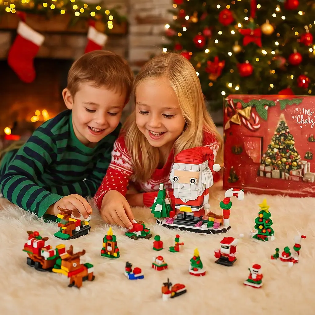 Christmas Countdown Advent Building Kit  605 Pcs STEM Construction  & DIY Brick Blocks – for Kids, Teens, Adults & Family | Creative All-Age Building Set & Gift Idea