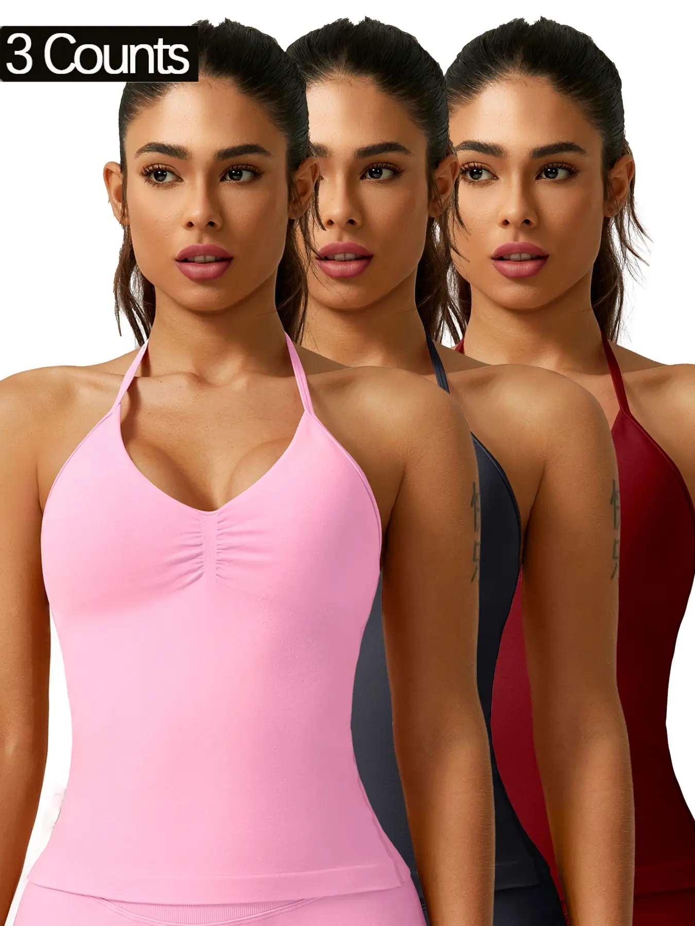 Women's Sporty Sleeveless Yoga Tank Top, Halter Backless Bralette, Fitness Outdoor Running Shirt, Plain Design, All Seasons Wear, Yoga Activewear, Workout Apparel, Sportswear Tank Top