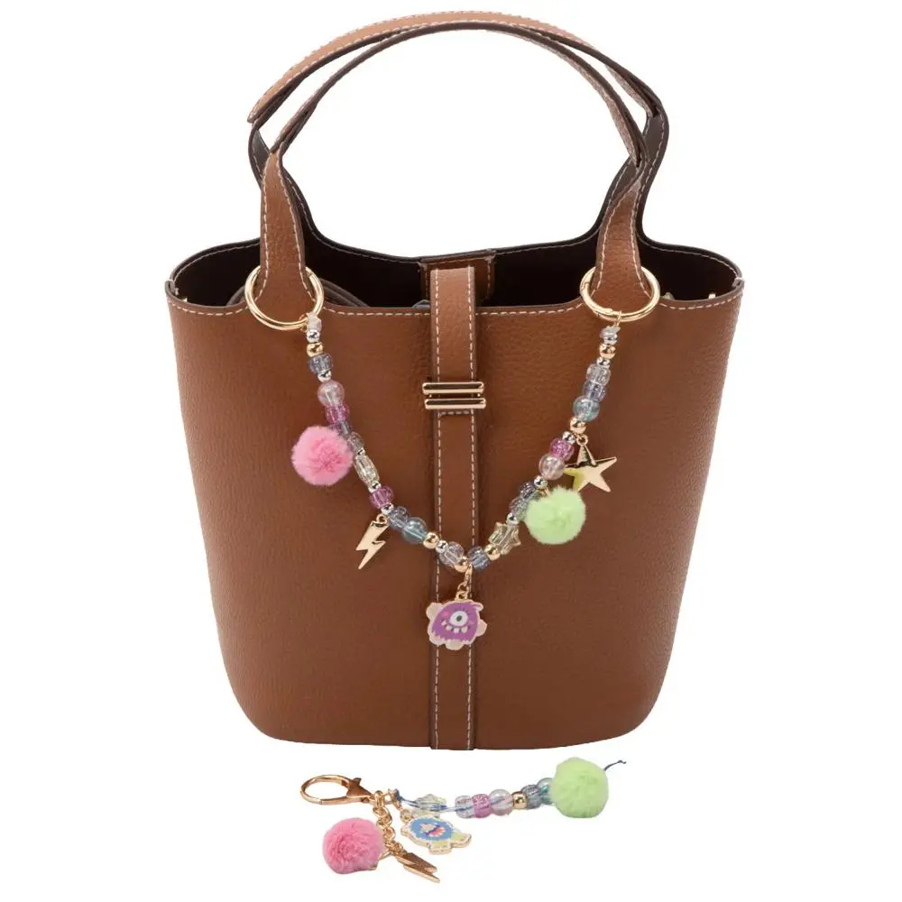 Monster-Themed DIY Beaded Bag Charm Craft Kit - Plastic Beads, Enamel Charms, Metal Lobster Clip, Elastic Cording, 5.25-10in, Makes 2 (Toys & Hobbies, Beading & Jewelry Making)