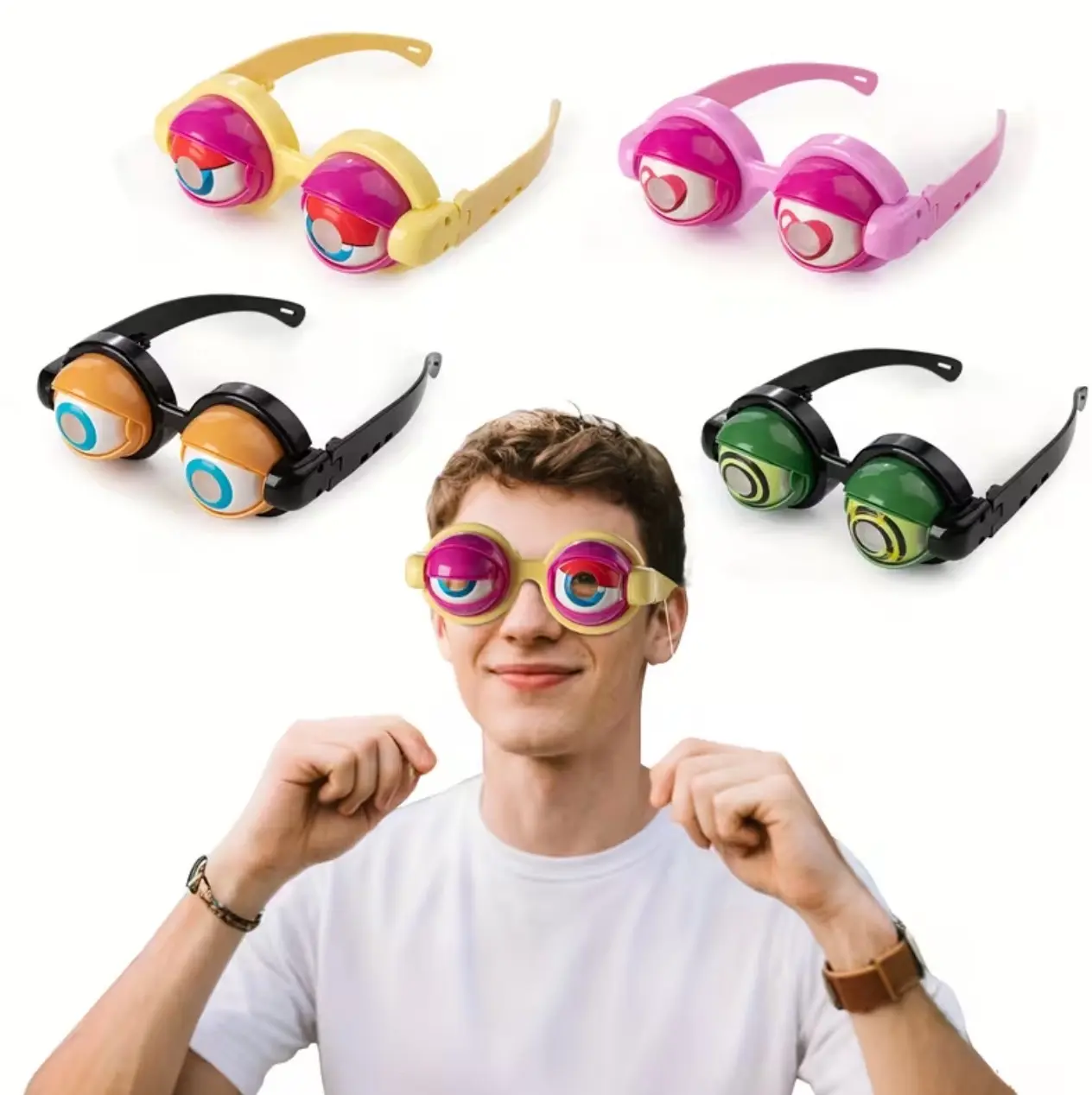 rolling eyes prank glasses crazy winking eye glasses funny eyeball novelty glasses pull string eye glasses