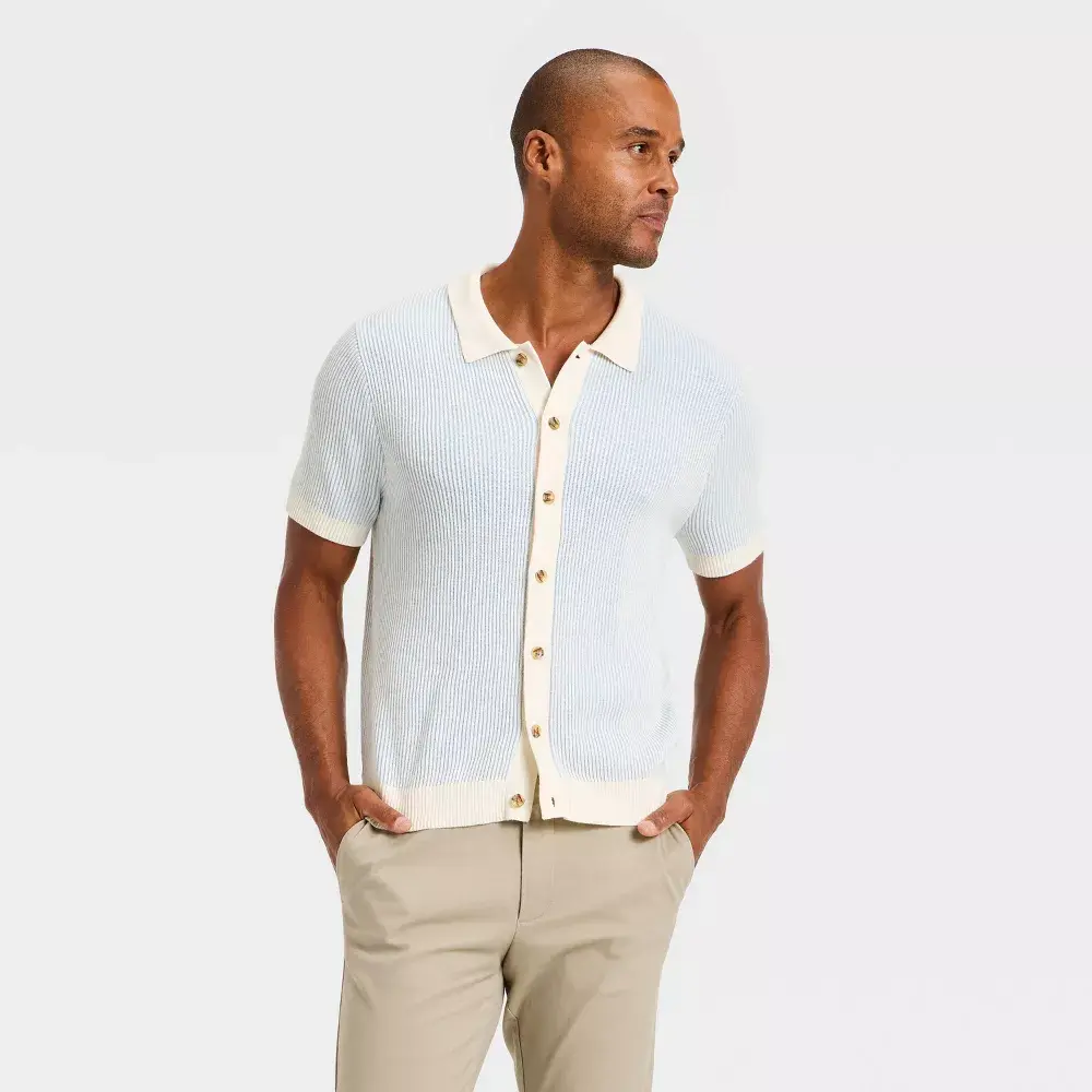 Men's Short Sleeve Full Button Sweater - Goodfellow & Co