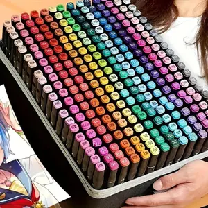 262/168/120 Pcs Marker Set Dual Tip Markers Fine Tip and Brush Tip Pens for Stone Wood Calligraphy Canvas Ceramic Metal Glass Rock Painting Perfect Halloween Christmas and New Year 2026 Gift Artist Bundle