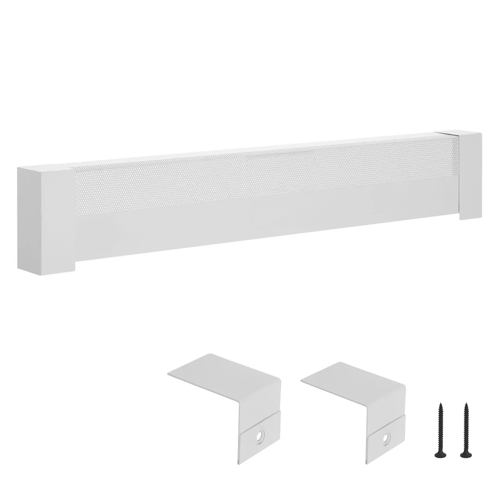 【Summerfinds】VEVOR Basic Series 4 ft Rectangular Electric Baseboard Heater Cover, Heavy-Duty Abrasive-Resistant Metal Design, Efficient Heat Release, Easy Ventilation, Simple Installation for Bedroom Home Improvement (White)