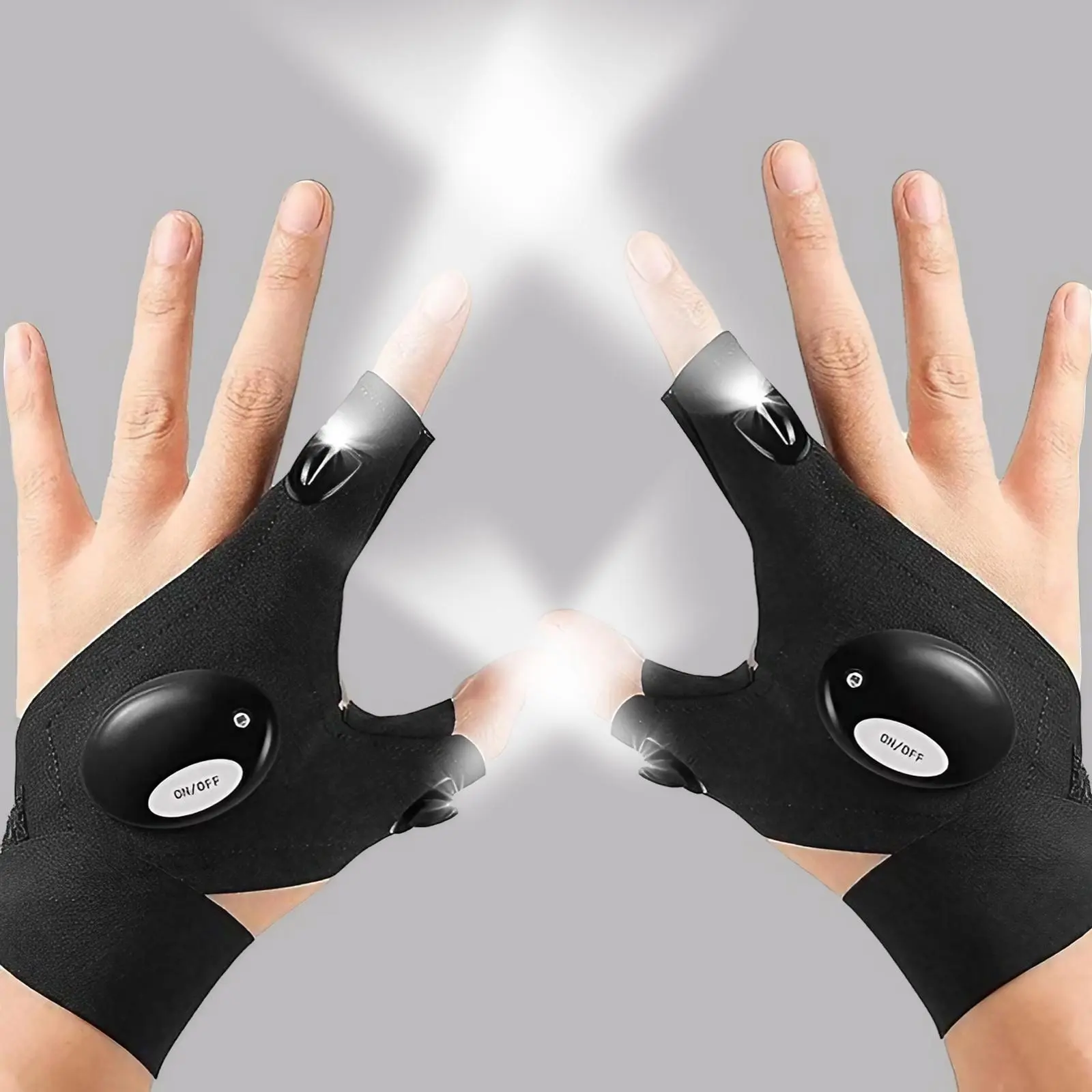 Left & Right Hand Design LED Light Up Gloves, LED Flashlight Gloves, 1/2 Counts Creative Sports Gloves, Outdoor Activity Gloves, Outdoor Accessories for Car Repair Fishing Camping