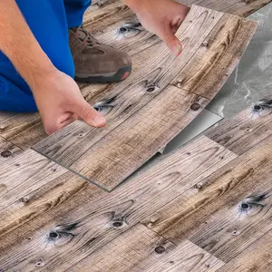 5/10/20 Pcs Thick Waterproof Vinyl Plank Floor Tile Stickers, Realistic Wooden Board Design, Strong Adhesive Backing, 5.91 X 15.75 Inches, Kitchen & Bathroom