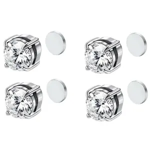 Stainless Steel Magnetic Earrings Unisex Zirconia Earrings Fashion Jewelry for Party Daily Clothing Decor Trendy All-match & Exquisite Jewelry for Birthday Gift