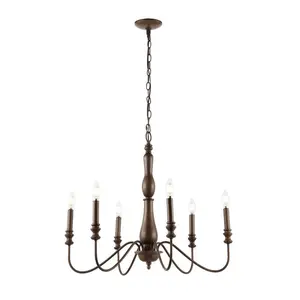 JONATHAN Y Victoria Rustic Midcentury Iron LED Chandelier; for Living Room, Bedroom, Kitchen, Office