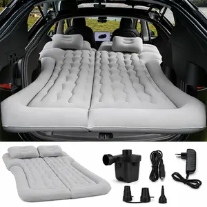 Double-Sided Thick Flocked Car Air Mattress with Electric Pump & Pillows, Complete Sleeping Accessories for Auto Camping & Road Trips