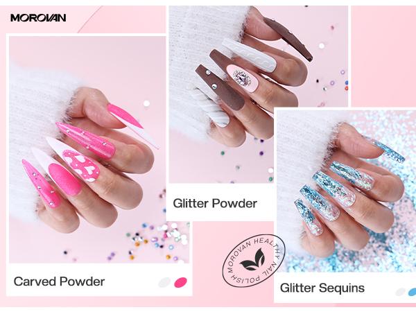 MOROVAN Acrylic Nail Blossom Kit with Everything: Elysium Series Professional Acrylic Set with UV Lamp, Nail Charms & Glitter Acrylic Powder, Complete Nail Starter Kit for Beginners