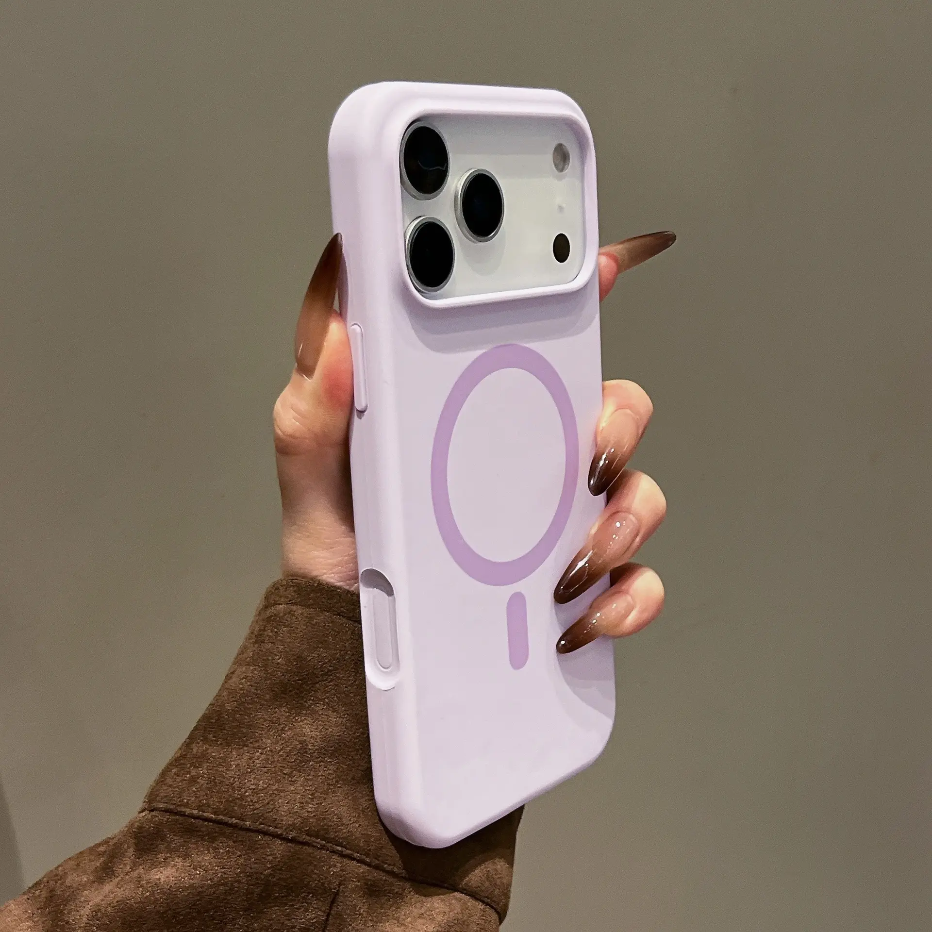 Liquid Silicone Phone Case for IP17 Pro Max, IP16/15/14 Pro Max - Large Window Hollow-Out, Solid Color, Thick Ring Magnetic Suction, Skin-Feel Texture, Heavy Duty Protection, Customized Casing Cover, Shockproof Accessories