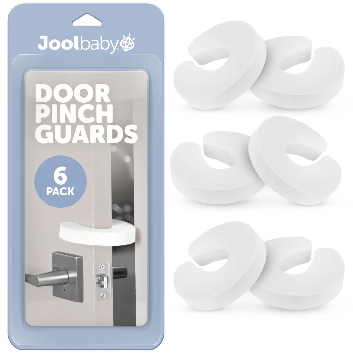 Jool Baby Door Pinch Guards (6 Pack) – Slam Preventer – Babyproof Doors to Avoid Pinched Fingers & Door Slamming, Keep Pets from Getting Locked In
