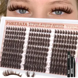 Eyelash Extension Kit 243 Pieces Fine Silk Lashes D Curl with Pointed Tips 12-18mm Mixed Length DIY Home Application Starter Set Individual Eyelash Kit Eyelash Extensions Set
