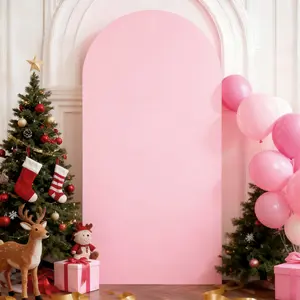 Elastic U-Shaped Backdrop Curtain for Party Decoration, Wedding Arched Backdrop, Round Arch Cover Half Circle Outdoor Background Wall, No Arch Included