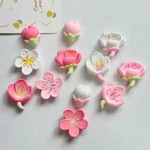 Fridge Magnets Set - 24pcs Pink Cute Flower -Themed Magnet Cute Magnetic Refrigerator Accessories Small Decorative Kitchen Magnets for Notes, Photos and Organization