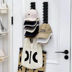 Hat Organizer for Baseball Caps, Hanging Hat Rack for Wall with Strong Adhesive Holding up to 20 Hats, Hat Hanger with Wall-Drilled Mounting for Door, Bedroom and Closet, Hat Storage, Hat Holder
