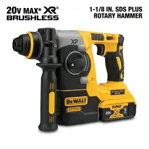 DeWALT DCH273 20V Max XR Brushless Cordless SDS-Plus Rotary Hammer Drill features XP Performance Technology and an active damping control handle, suitable for drilling in concrete and masonry. Includes battery and charger. Kit