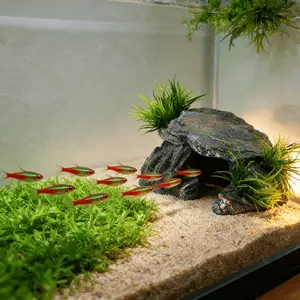 Realistic Rock Aquatic Plant Fish Tank Landscape Hideaway House & Decorative Two-In-One Natural Texture Non-Toxic Resin Safe Habitat