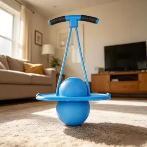 High Elasticity Fitness Jump Ball, Durable Wear-Resistant Design, Thickened Load, Flexible Handle, Textured Grip, Blue Options, Exercise Balls