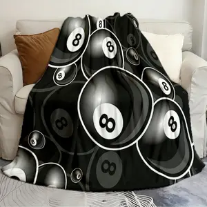 Cute and Practical Billiards Black 8 Ball 8 Ball black and white Winter Quilts Great for sofas and beds air conditioner printed soft and warm bedspread Soft Warming Figure Print Blanket