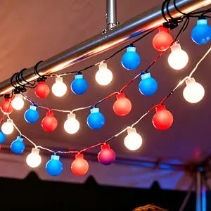 4th of July Lights Solar, Independence Day Decorations, LED Red White and Blue Outdoor Lights, 80 LED 8 Modes Patriotic String Lights for Memorial Day Decor
