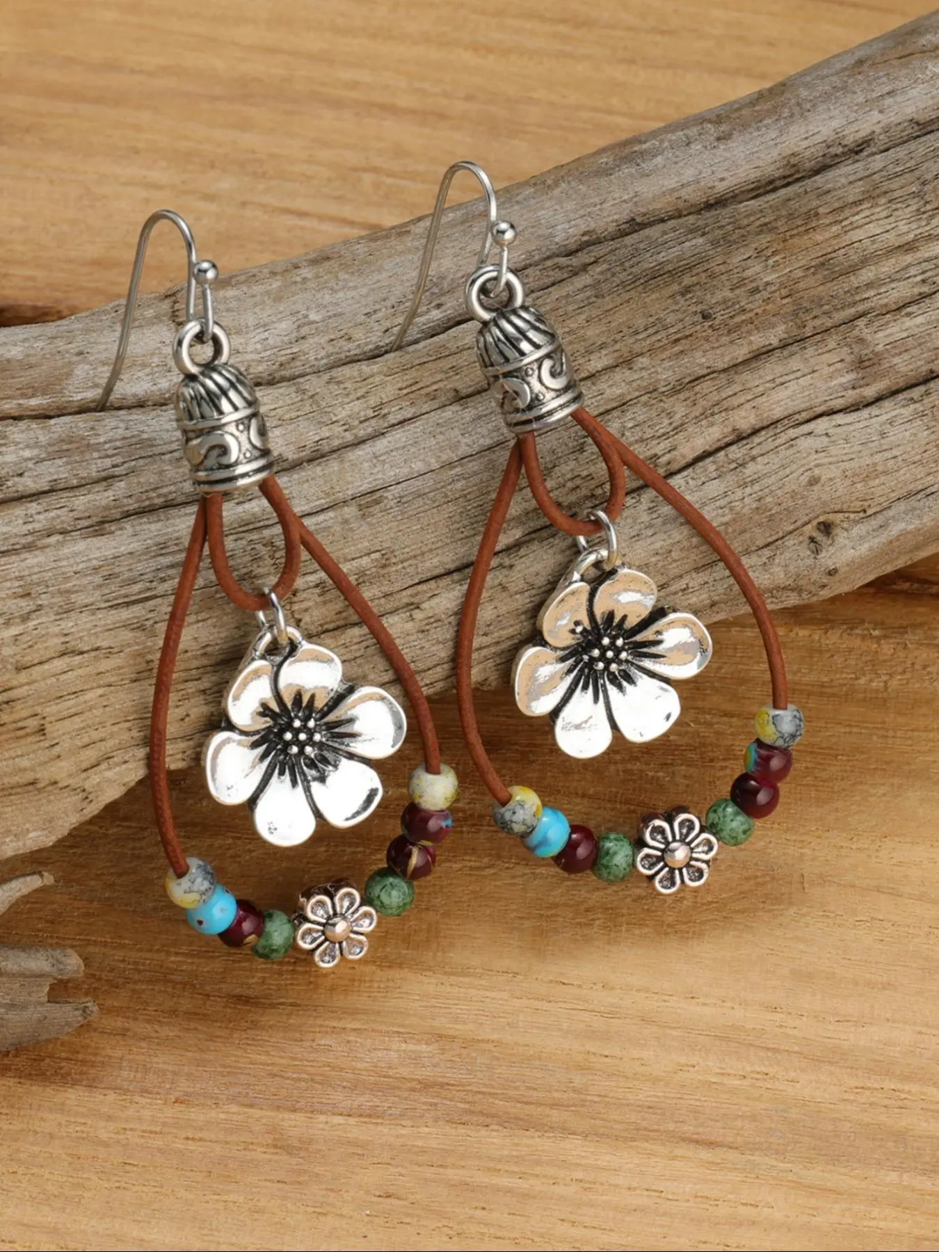 Boho Style Flower Decor Water Drop Design Dangle Earrings, Bohemian Earrings, Unique Design Earrings, Statement Earrings, Versatile Earrings, Fashionable Jewelry for Women & Girls, Stylish Jewelry, Trendy All-match & Exquisite Jewelry for Birthday Gift