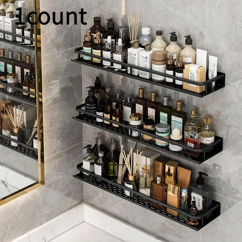 Wall-mounted Bathroom Shelf (1pc), Bathroom Accessories for Organization, Bathroom Organizer, Cosmetics Storage Rack, Organizer Shelf for Kitchen Ite
