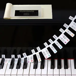 Removable Piano Notes Labels with Black-key Semitones,88 Keyboard Sticker with a Dust Cover and Box,Easter Basket Stuffers-Color