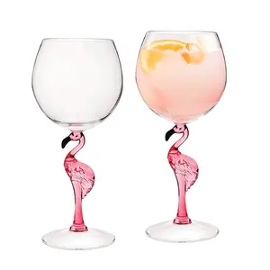 Supreme Housewares Flamingo Stem Wine Glasses, Pink Flamingo-Shaped Reusable Shatterproof Acrylic Glass for Red or White Wine, Poolside, Outdoors, Parties, 20 oz, Set of 2 Drinkware