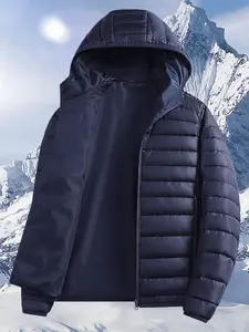 Single Piece Hooded Fleece-Lined Lightweight Down Jacket, Casual Winter Outerwear for Men & Women, Comfortable and Stylish