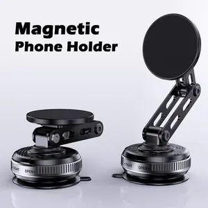 Magnetic 360° rotating suction cup car phone holder, Car phone mount, foldable, with a vacuum suction cup design, stable and wobble-free, suitable for cars, kitchens, bathrooms, and showers, compatible with iPhone and Android devices, Car cellphone mount