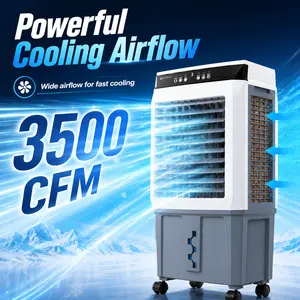 Portable Evaporative Air Cooler with Remote Control, 3500 CFM Swamp Cooler Fan with 5.3-Gallon Water Tank, 12H Timer, 4 Ice Packs, Rolling Casters for Home, Office, Patio, Garage