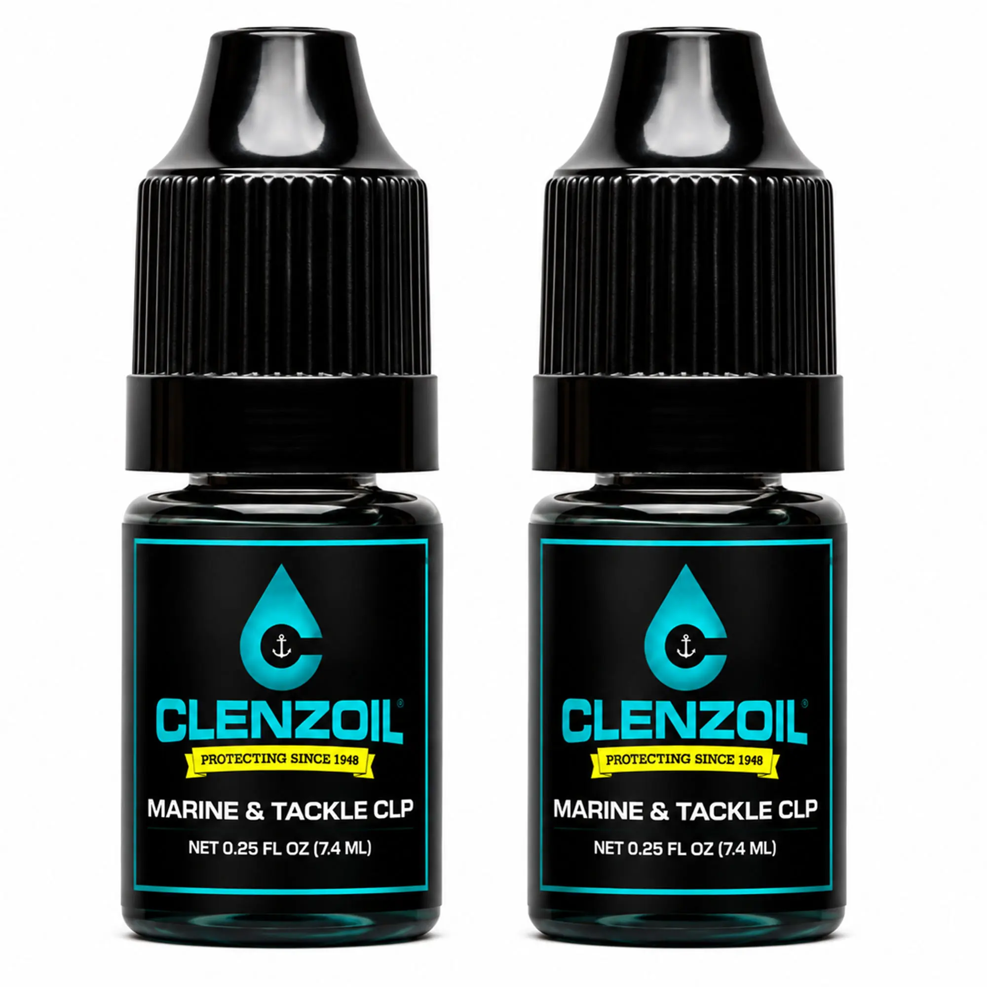 Clenzoil Marine & Tackle CLP 2 Pack - 3-in-1 Cleaner Lubricant Rust Protectant for Fishing Reels Rods Hooks & Tackle - Compact Precision Dropper Bottles - Tackle Box & Pocket Care - Saltwater Safe Formula - Veteran Owned, Made in USA - .25 oz Each