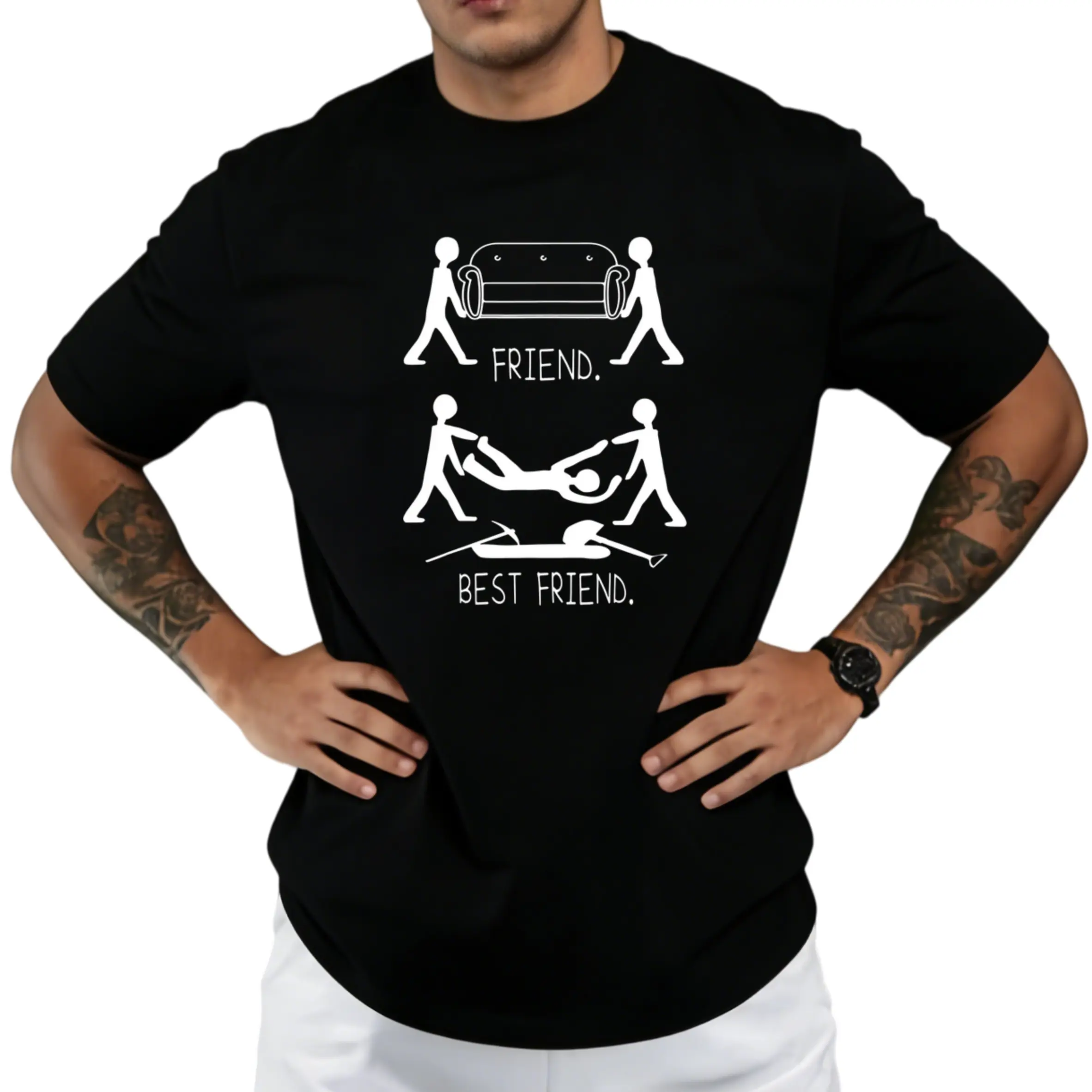 Funny BFF Birthday Gift T-Shirt for Women & Men - Best Friend Matching Outfits with Friendship Quotes & Best Friend Text - Soft Breathable Plus Size 0XL-5XL - Casual Loose Fit Round Neck Short Sleeve Tee for Couples, BFF Day