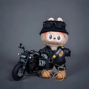 15cm labu-bu doll clothes motorcycle leather jacket cool suit(Doll not included)