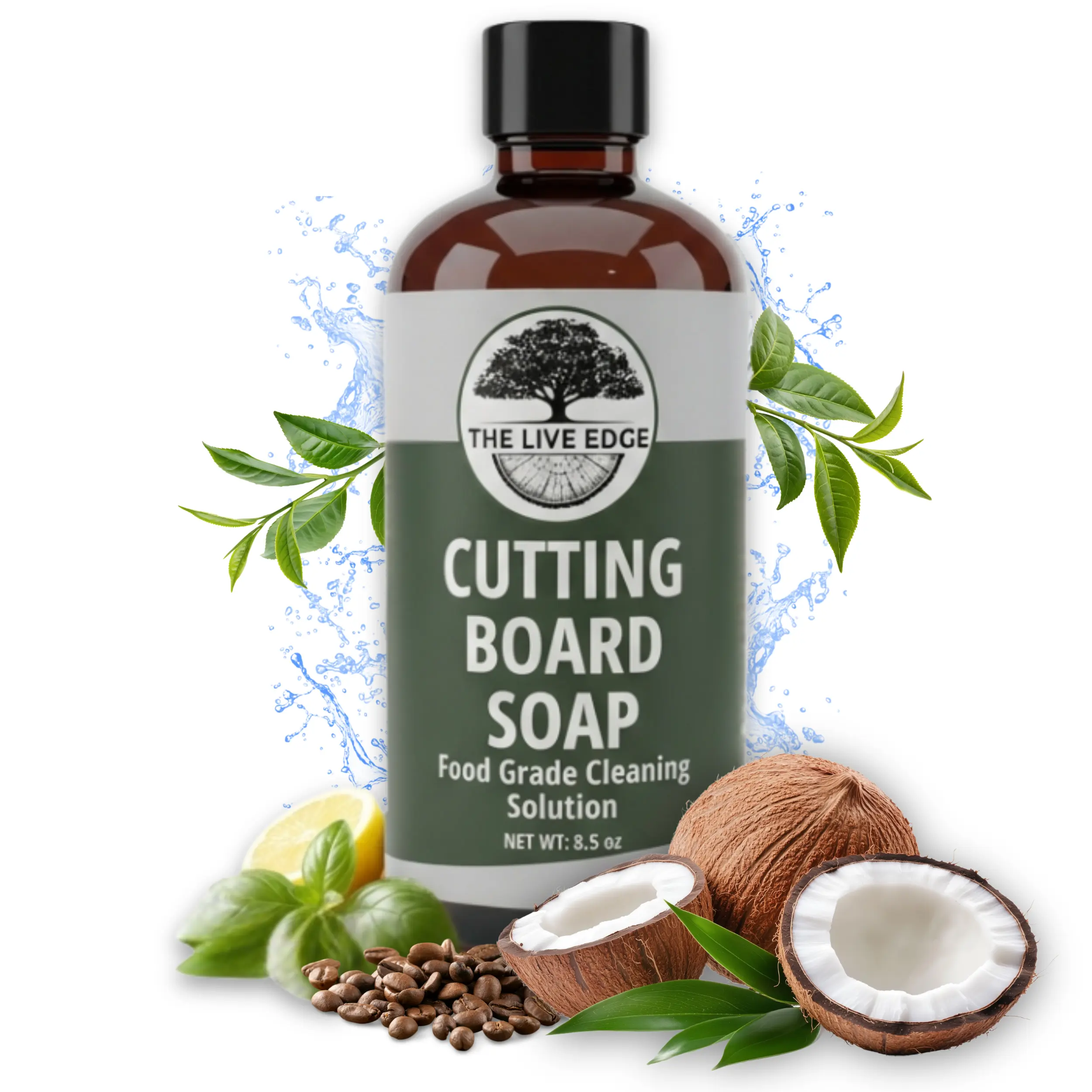 Cutting Board Soap 8.5oz Food Safe Wood Cleaner for Wooden Utensils, Butcher Block Countertop Cleaner, and Wood Conditioner for Furniture