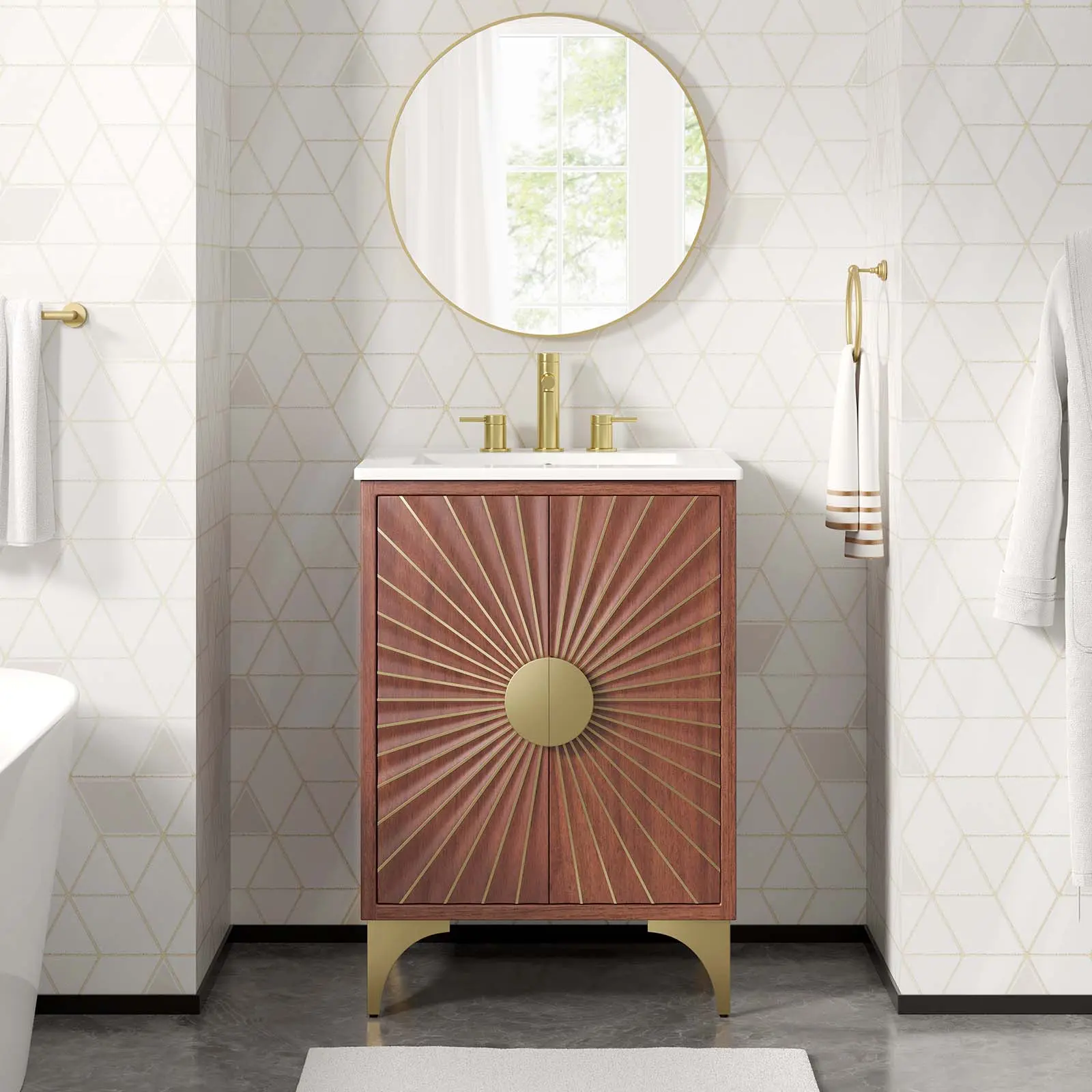 Modway Daylight 24" Bathroom Vanity in White Walnut
